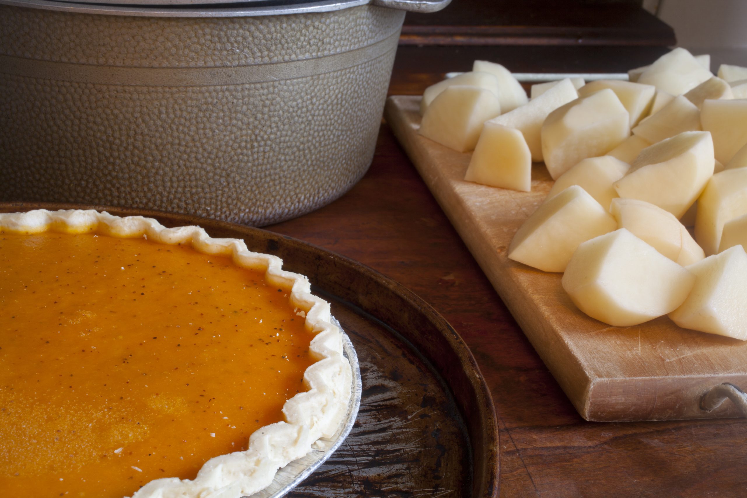 Prepping ingredients in the kitchen on Tuesday before Turkey Day.