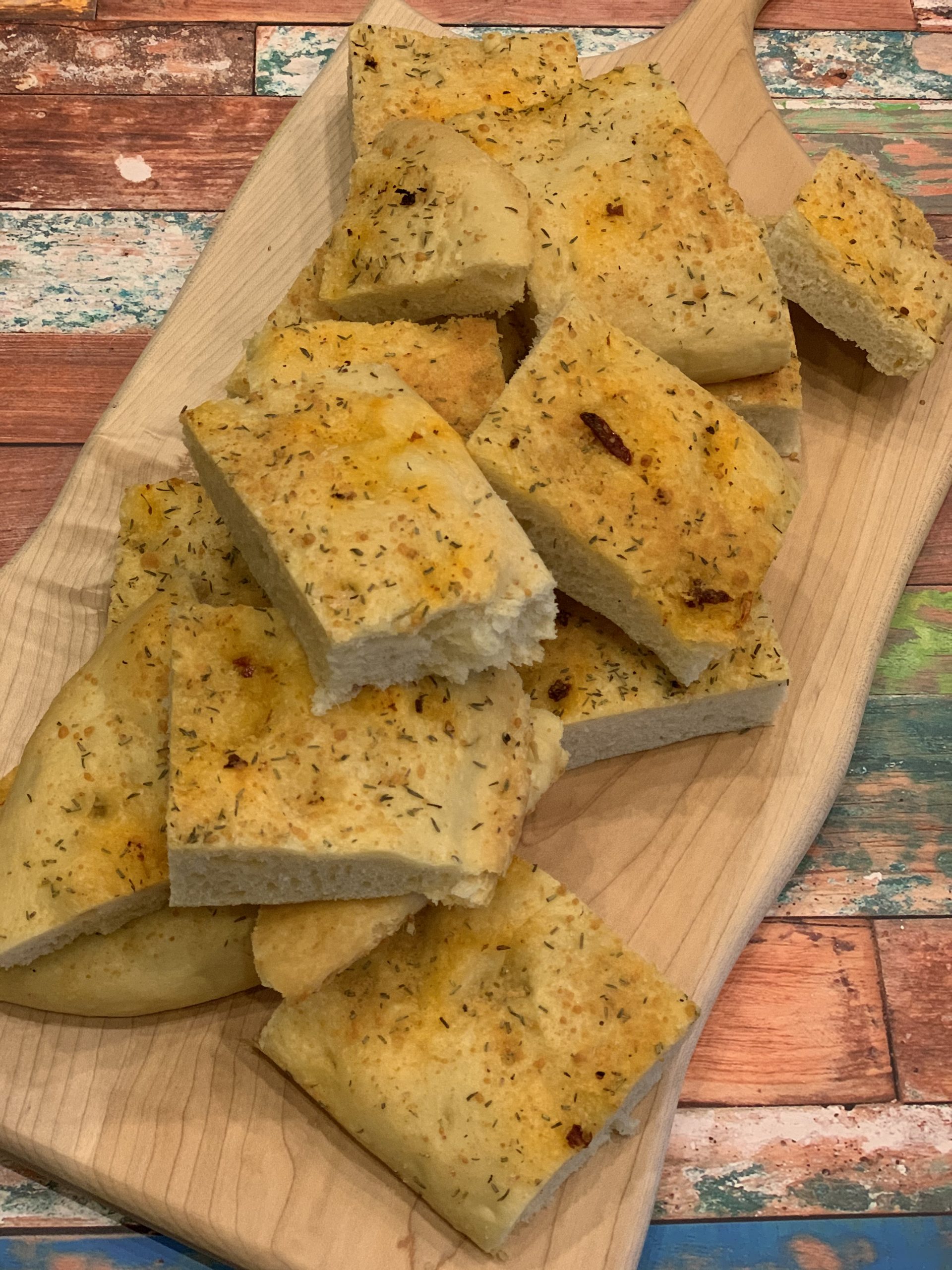 focaccia-jalepeno-corn glazed lemon cake with berry sauce