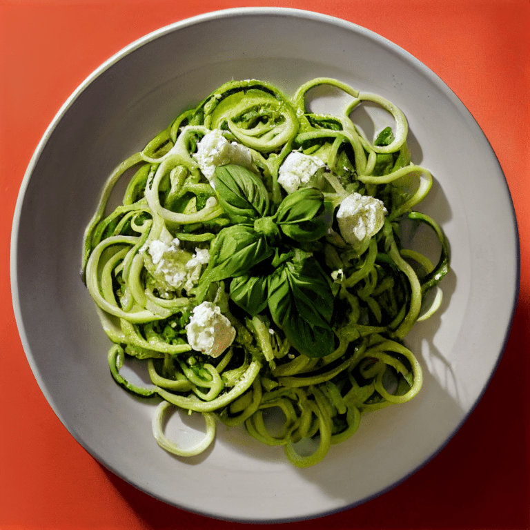 Zucchini Noodles With Pesto Ricotta Jorj Morgan AI Food Art Dish