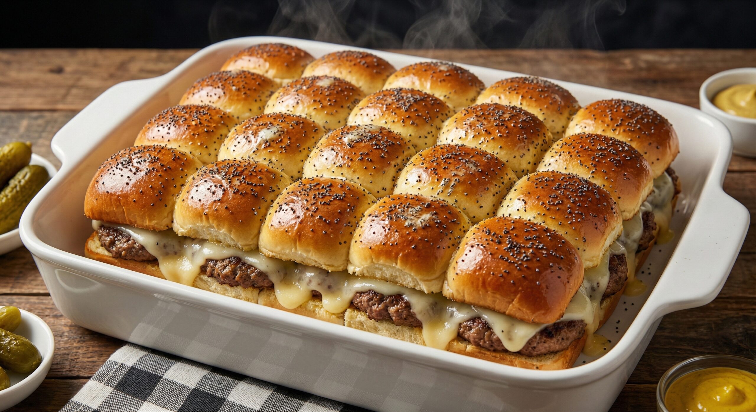 Signature Roast Beef Slab Sliders being prepared for simultaneous baking
