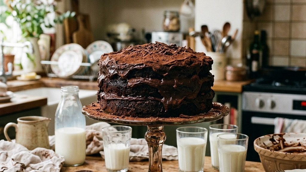 Classic Black Walnut Chocolate Cake