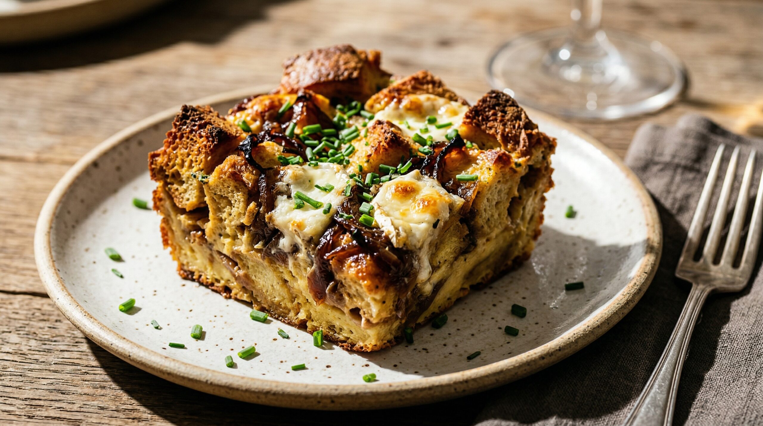 Caramelized Onion & Goat Cheese Bread Pudding