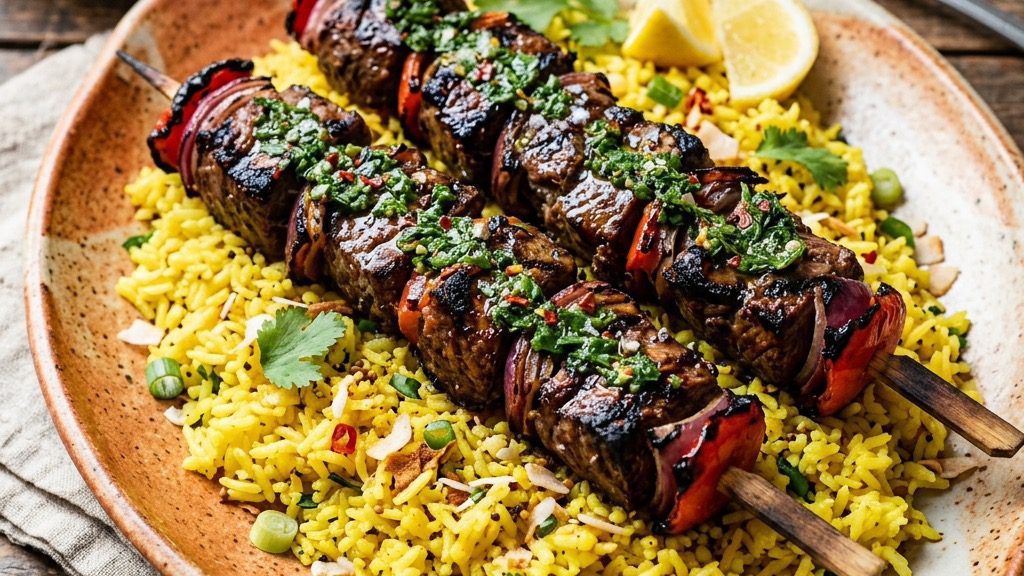 Coconut Curry Steak Kabobs
