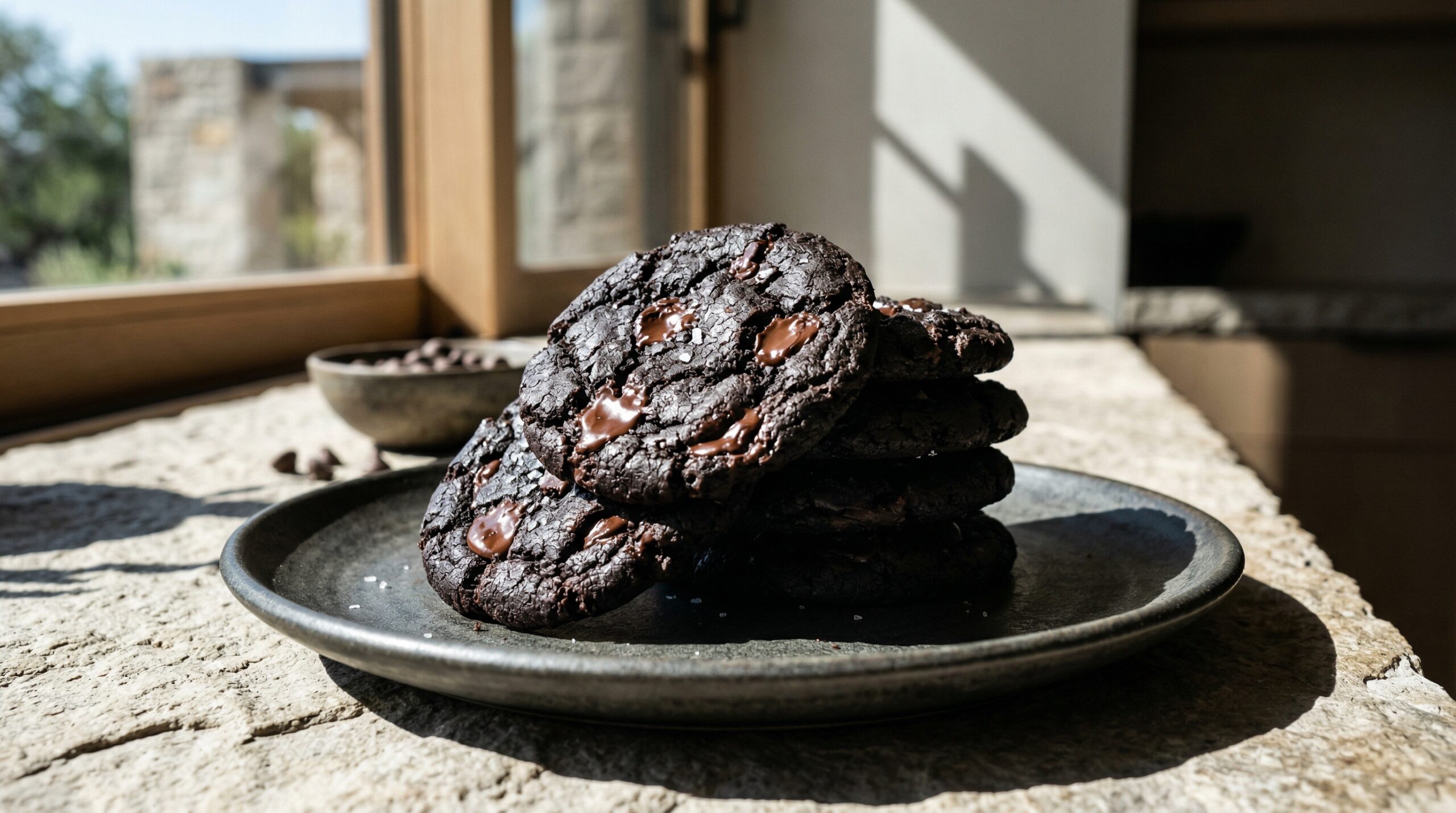 Dark Cocoa and Espresso Chocolate Chip Cookies