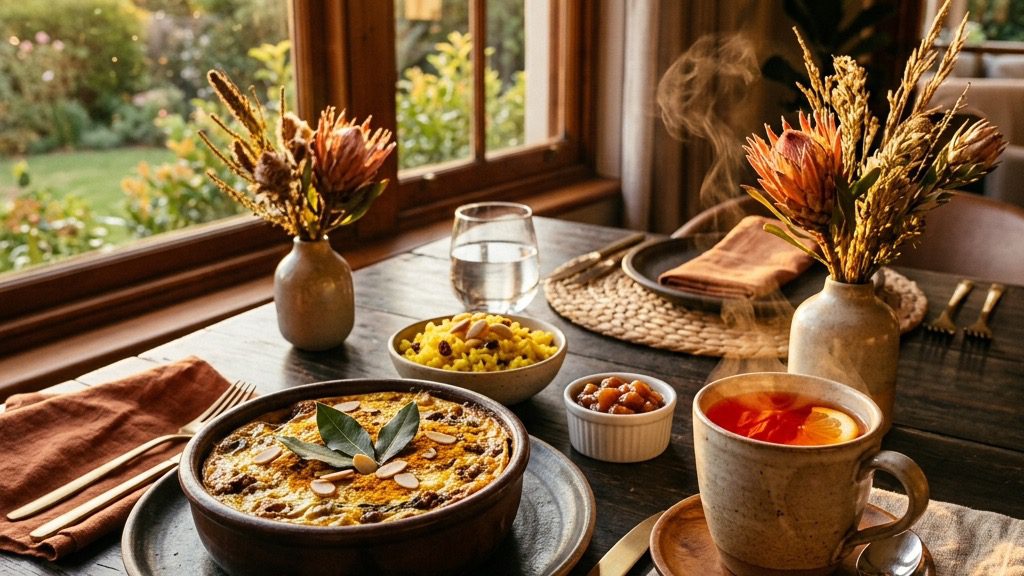 A stunning high-end editorial shot capturing the mood of South African cuisine.