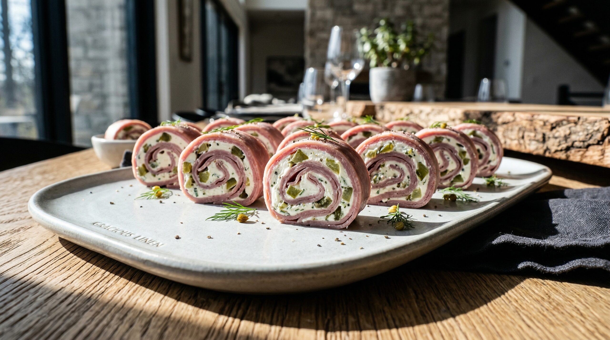 Cream Cheese & Dill Pickle Ham Roll Ups