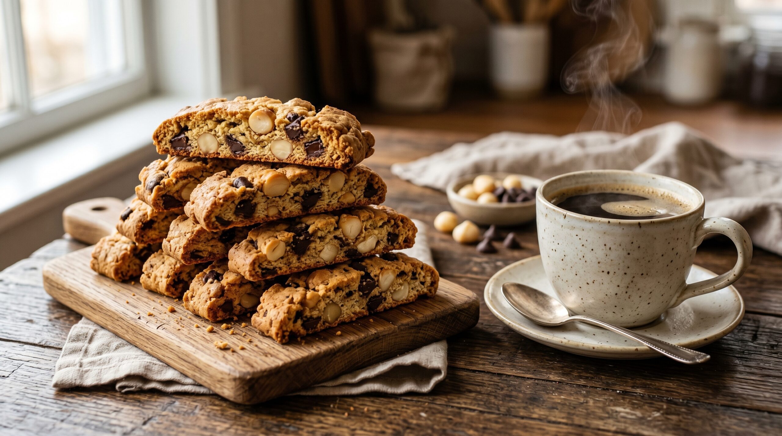 Macadamia Chocolate Chip Biscotti