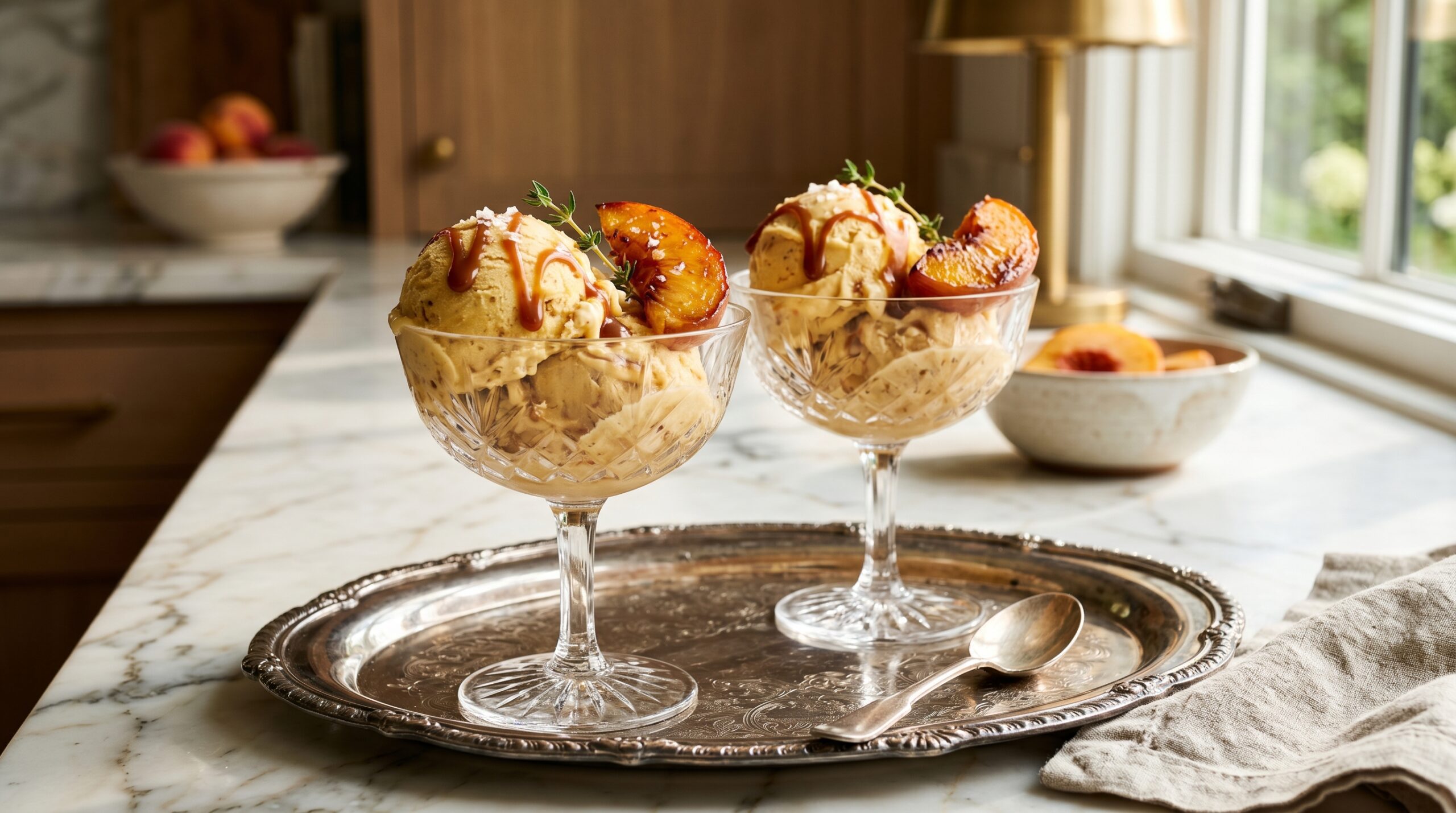 Roasted Peach Caramel Ice Cream